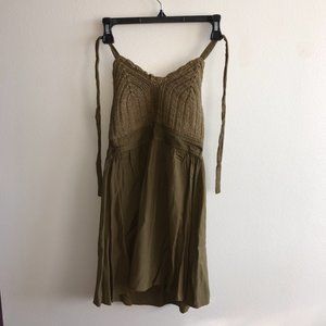 HALTER TOP✨Dark/Hunter Green Knit Tie Top (Unbranded) Size Extra Small (XS)